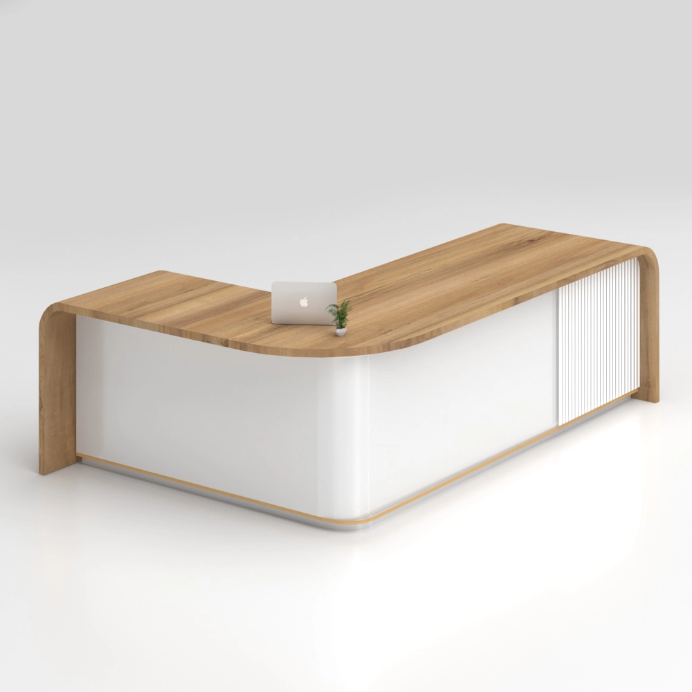 Bentley Executive Desk with premium veneer and white laminate finish