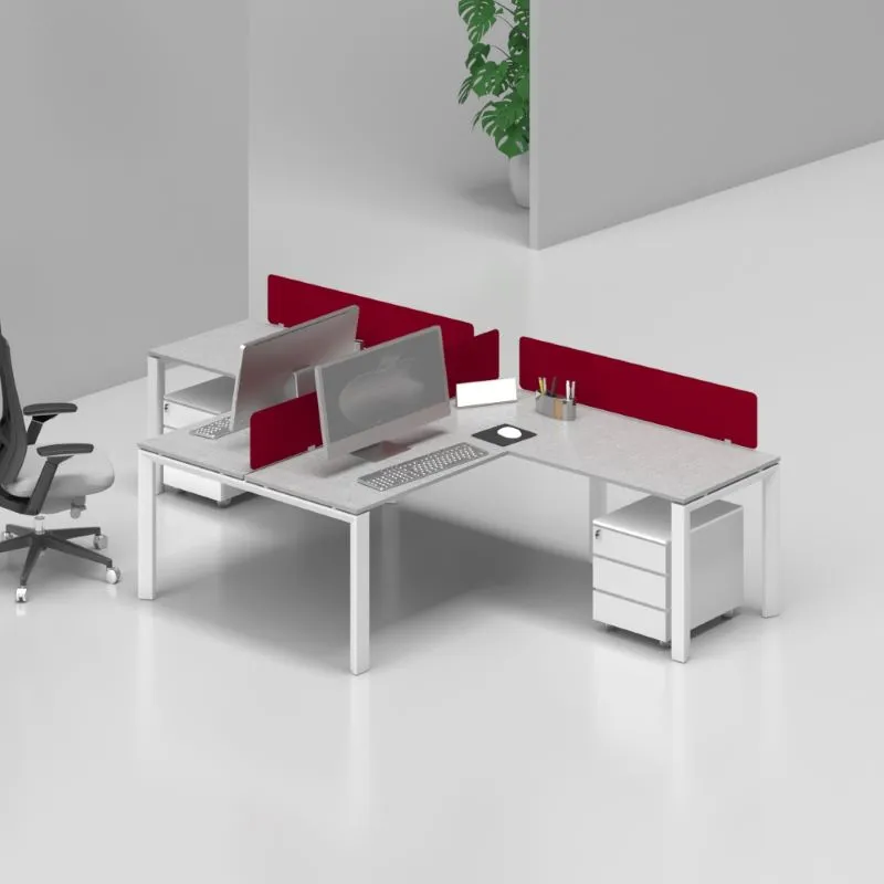 office furniture T shape workstation with metal legs and privacy deviders